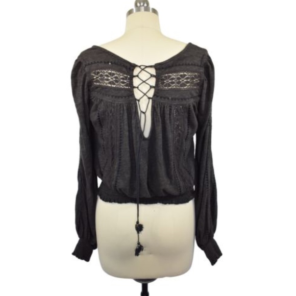🛍💸🛒Free People Brown Bohemian Top Sz XS - Picture 6 of 8